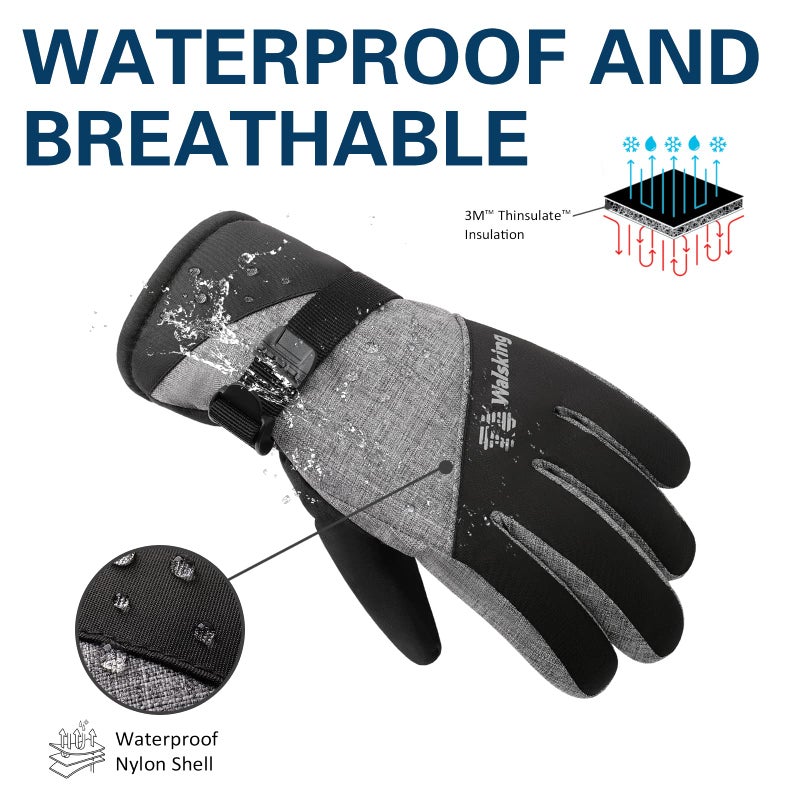 WALSKING Kids Winter Snow&Ski Gloves-3M Thinsulate Waterproof Cold Weather Youth Gloves for Skiing,Snowboarding-Fits Boys and Girls - Image 4